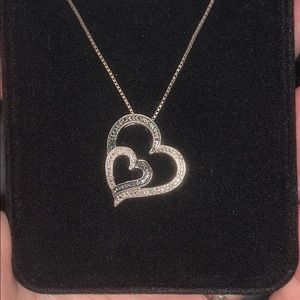 Blue and White diamond necklace